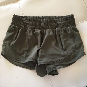 Army/ olive green lululemon hotty hot shorts